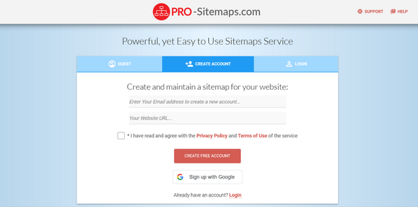 Create new account or login